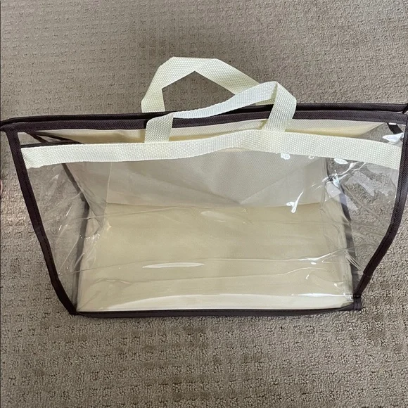 Clear Vinyl Storage Tote Canvas Trim, Ideal For Storing Wristlets, Sm Bags NEW - Picture 2 of 4